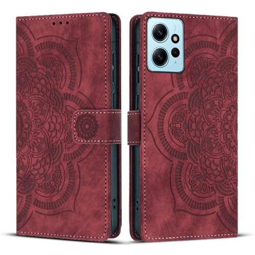 Coque En Cuir Rétro Embossée Mandala Pour Redmi Note 12 4g, Rouge