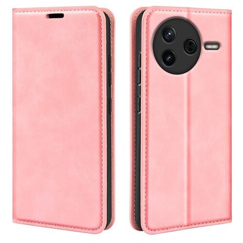 Coque En Cuir Rétro Magnétique Pour Redmi K80 / Poco F7 Pro, Rose