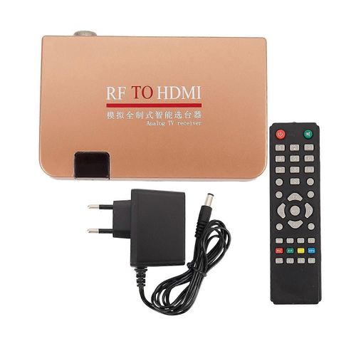 RF vers compatible HDMI Convertisseur Adaptateur Récepteur Analogique Boîtier TV Analogique Boîtier Numérique Télécommande EU Plug