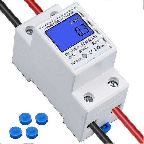 Compteur d'électricité numérique LCD, compteur CA, compteur KWh, 5 (80) A, compteur d'électricité, monophasé, 2 broches, 2p, rail DIN, AC230