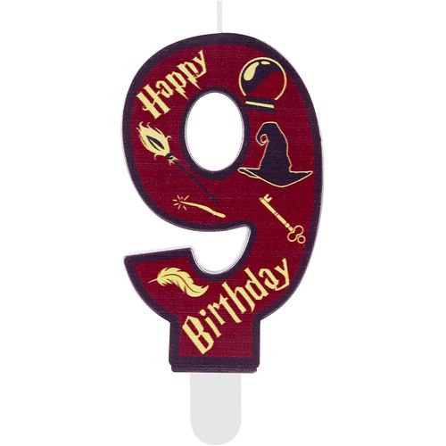 SANSH-Bougie Chiffre 9 Anniversaire École de Magie - Décoration de Gâteau pour Enfants 9 Ans, Thème Sorcier Garçon et Fille, Accessoires Anniversaire Magique pour Fête d'Enfant