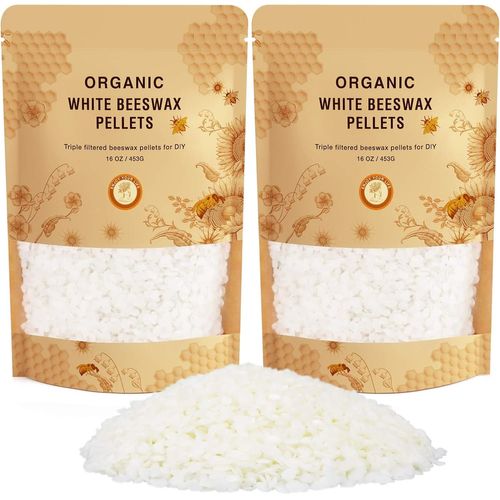 Kalanka-Granulés De Cire D'abeille Blanche, Qualité Cosmétique, Cire D'abeille Biologique Pour Le Corps, Baume À Lèvres Et Fournitures De Fabrication De Savon [900 G] 