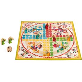Asfasfq-Janod - Jeu De Petits Chevaux Carrousel - Jeu De Société Traditionnel - Figurines En Bois - Dès 4 Ans, J02744, Beige
