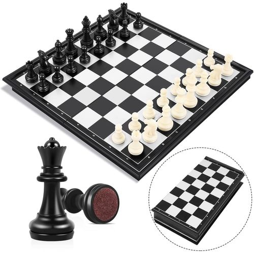 Sansh-Jeu D'échecs, Echiquier Magnetique, Echec Deluxe Pliable Echecs, Mini Échecs, Portable De Voyage Plateau Et Les Morceaux Pour Enfants Et Adultes¿2 Additionnel Dames¿