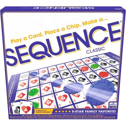 Chenquansarl-Sequence - Jeux De Société Famille Et Enfants Dès 7 Ans - Alignez 5 Pions Pour Faire Une Séquence - Jeu De Stratégie Divertissant Avec Rebondissements - Jeu De Cartes - De 2 À 12 Joueurs