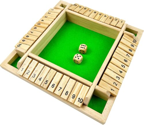 Nsiecd-Shut The Box 4 Joueurs -Jeux De Société En Bois Classique-Jeu De Dés-Jeu De Rassemblement De La Famille-Jouet De Voyage-Convient À La Formation En Logique Mathématique Pour Enfants