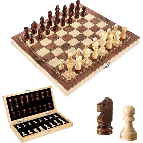 Eryi-Magnetic Chess Game,Jeu Echec Magnetique,Jeux D'echec,Echiquier Magnetique,Avec 34 Pièces D'échecs,Jeu D'échecs En Bois 29 X 29 Cm,Jeu De Voyage,Jeu D Echec En Bois,Pour Enfants Adultes Fête