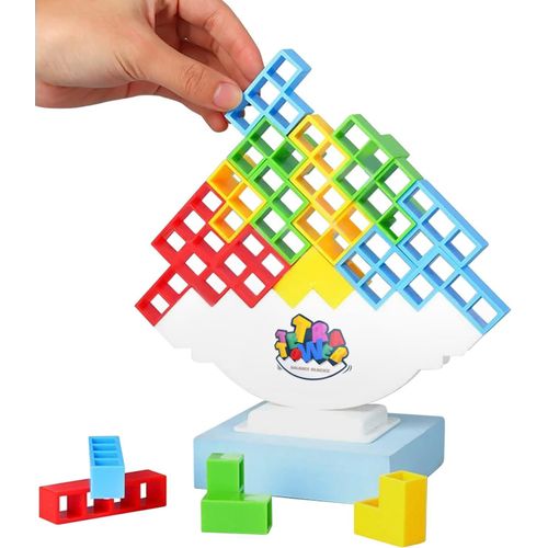 Tetra Tower Balance Blocks De 48 Pièces | Tetris Tower Jeu Pour Adultes Et Enfants 3+ | Jeu D'équilibre | Jouet Montessori Éducatif