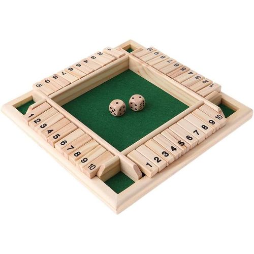 Chenquansarl-Shut The Box Würfelspiel, 4 Faces 10 Chiffres Fermez Le Jeu De Société Box Dice Pour Les Enfants Adultes Ensemble De Jeu De Stratégie Traditionnel En Bois