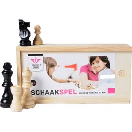 150000 - Boite De Pions De Jeu D'echecs En Bois Naturel - 32 Pièces - Roi 77 Mm - Pour Jeu D'échecs De Cases 40 Mm X 40 Mm