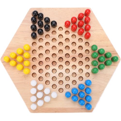 Sansh-Jeu De Dames Chinoises, Jeu De Société De Dames Chinoises Colorées En Bois Pour Adultes Enfants Famille, Depuis Plus De 36 Mois