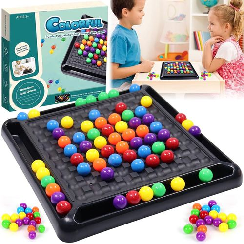 Eryi-Échiquier Intellectuel Duel Double, 80 Pièces Jeu D'élimination De Boules Arc-En-Ciels, Echiquier Intellectual Chessboard Dual Duel Jeux De Société D'association De Perles Pour Enfant Et Adultes