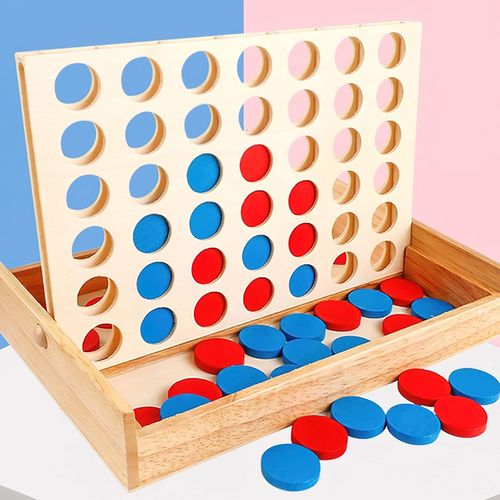Puissance 4 Jeux En Bois, 4 In A Row Jeu De Stratégie Classique, 4 De La Même Couleur À La Suite, Version De Voyage Dans Une Boîte, Jeu De Société Adulte Et Enfants Familiaux Cadeaux