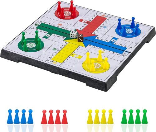 Ludo Ensemble de jeu de société magnétique pliable - 24,9 cm - Cadeau amusant pour les enfants (coin arrondi)