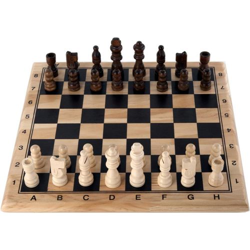 Sansh-- 150235 - Jeu D'échecs En Bois De Bouleau - Echiquier Imprimé - Jeux De Société Classiques - 32 Pièces - Roi 77 Mm - 30 X 30 X 3 Cm - Débutants - 2 Joueurs - Dès 6 Ans