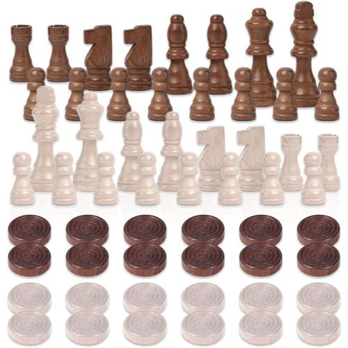 Sansh-1 Jeu De Pièces D'échecs De 2 Pouces, 1 Jeu De Dames, Pièces D'échecs En Bois, Accessoires De Cartes, Échecs, Jouets Éducatifs