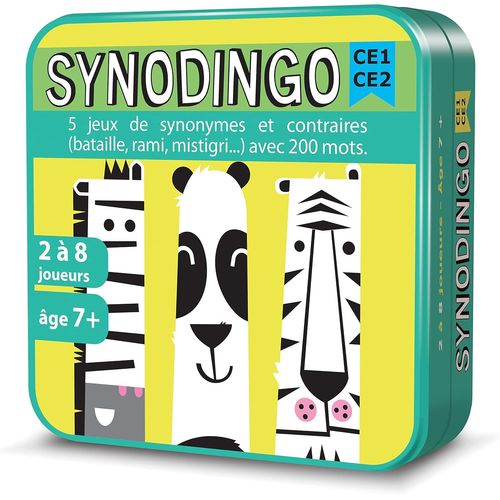Chenquansarl-Synodingo Ce1/Ce2 - Jeu De Société Éducatif Pour Enfant Dès 7 Ans - 5 Jeux De Synoymes Et De Contraire Avec 200 Mots - Enrichir Son Vocabulaire - Synonyme Et D'antonyme - 2-8 Joueurs - 1