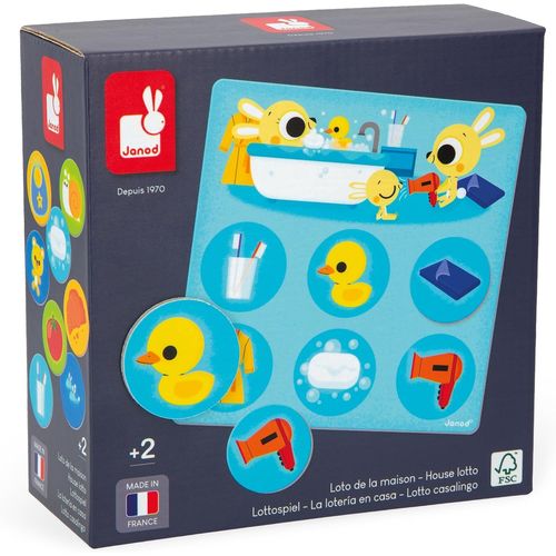 Chenquansarl-Loto De La Maison - 4 Planches Et 24 Jetons En Carton - Jeu Éducatif - Vocabulaire Et Concentration - Certifié Fsc Et Encres Végétales - Fabrication França ¿ Dès 2 Ans ¿ J02620