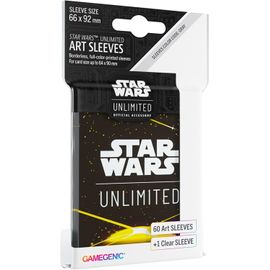 Sansh-Star Wars Unlimited Lot De 60 Pochettes Artistiques Jaunes Sous Licence Officielle Et 1 Pochette Transparente, Taille Optimisée Pour Star Wars Unlimited Et Autres Jeux Jcc Et Lcg, Fabriquées Pa
