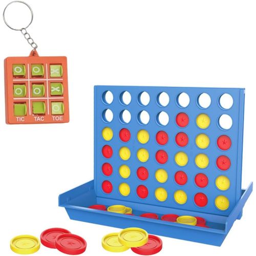 Eryi-Puissance 4 - Comprend 6 Jetons De Rechange, Et 2 Pendentifs Tic-Tac-Toe - Pour Jouer En Famille Et Amuser Les Enfants Dès 3 Ans, Un Classique Intemporel