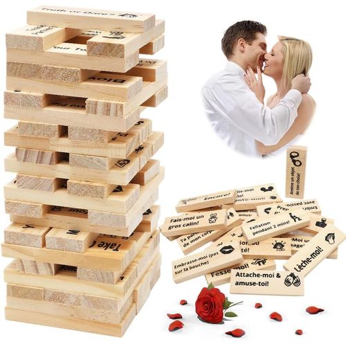 Jeu De Tour De Blocs Coquins 48 Pièces, Lust Tower Pour Couples, Jeu Coquin De Tour Infernale Pour Adultes, Blocs Empilables En Bois, Cadeaux De Rencontre Pour Couples Adultes[Z1715]