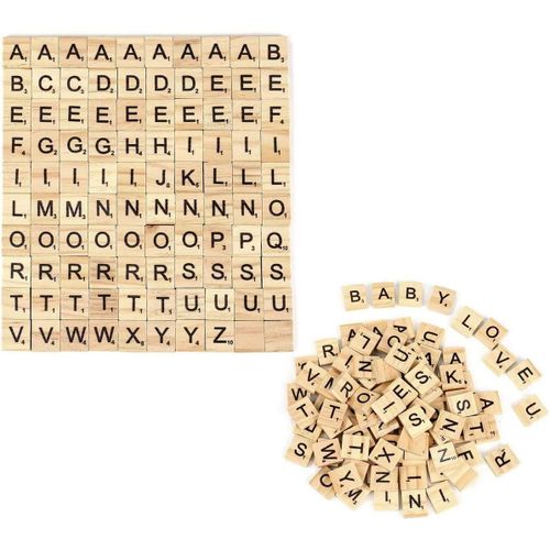 Lot De 200 Dalles En Bois Alphabet Scrabble Lettres Scrabble Lettres Lettres Crafts Pour L'artisanat Artistique,L'éducation De L'apprentissage Pour