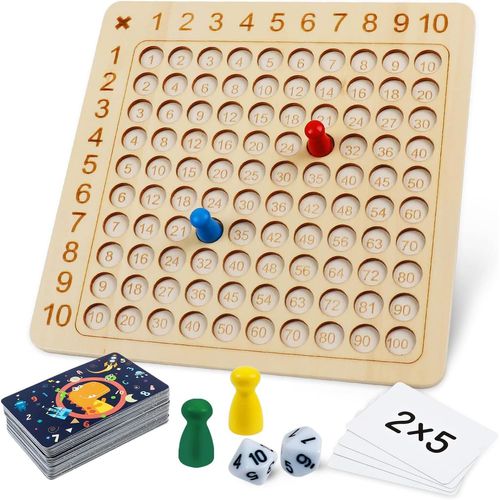 MDY-Montessori Tableau de Multiplication en Bois,Jouet Éducatif Mathématiques pour Élèves du Primaire,Multiplications Jeu éducatif pour Enfants, Montessori Mathématique Tableau pour Apprendre à Compt