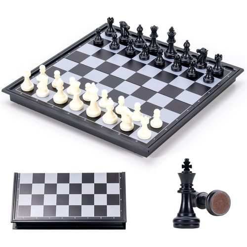 Jeu D'échecs, Echec Magnetique Pliable Echiquier, Mini Échecs Portable Voyage Plateau Pour Garçon Fille Enfant Adulte (Noir Blanc)