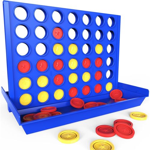 Puissance 4 Format Grande Pour Enfants 3+ Ans, Jeu De Société Familial En Intérieur & Extérieur, Idéal Pour Les Fêtes & Camping, Jeu De Stratégie Classique Pour 2 Joueurs, 6 Jetons De Rechan[Z334]