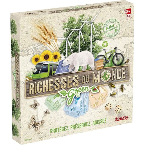 Sansh-- Richesses Du Monde - Edition Green - Jeu De Société Éco-Responsable - Acquérir Un Maximum De Richessses - Jeu Educatif Tactique & Familial - 2 À 6 Joueurs - Pour Enfants Dès 8 Ans