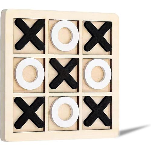 Eryi-Jeu De Morpion En Bois Jeu De Société Xo Jeu D'échecs Léger Fabriqué À La Main Jeu De Dames De Voyage Jeux De Société Familiaux Double Bataille En Bois Jeu Interactif Parent-Enfant