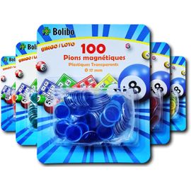 Loto Magnétique-100 Pions Magnétiques-17 Mm De Diamètre-Coloris Au Choix-Bleu,Orange,Jaune,Vert,Rouge,Violet-Bingo (Bleu)