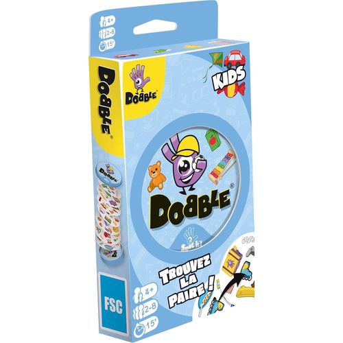 Sansh-Asmodee - Dobble Kids - Jeu De Cartes Pour Enfants Dès 4 Ans - Jeu De Rapidité À Jouer En Famillle - Jeu De Société - Boite Métal Pour Voyage - 2 À 8 Joueurs - 15 Min - En Français - Zygomatic