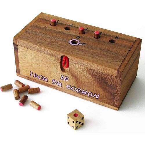 Play-Le Trou Du Cochon Jeu De Société Familial/ De Voyage D' Apéro En Bois Massif De 2 À 6 Joueurs, À Partir De 4 Ans, Exclusivité De La Marque Française Le Délirant®-Norme Ce-Partie Rapide