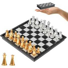 Echiquier Magnetique,Jeu D'échecs,Jeu Echecs Pliable,Jeu D'échecs De Voyage,Mini Jeu Échecs Voyage Magnétique,13 × 13 Cm,Petit Echiquier Voyage Pour Garçon Fille Enfants Adultes