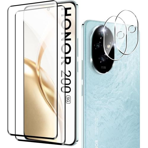 Kal-Pièces] Verre Trempé Pour Honor 200 5g + [2 Pièces] Caméra Arrière Protecteur+ [2 Pièces] Arrière Protecteur,Dureté 9h-Sans Bulles D'air-Anti Rayures Film Protection Écran.