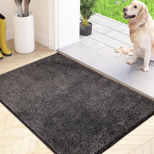 Subzonal-Paillasson Attrape-Poussière, Tapis De Sol Antidérapant Lavable En Machine Avec Microfibres Douces Absorbantes Pour Chien, Entrée, Porte Et Couloir, Gris Charbon , 50 X 80 Cm