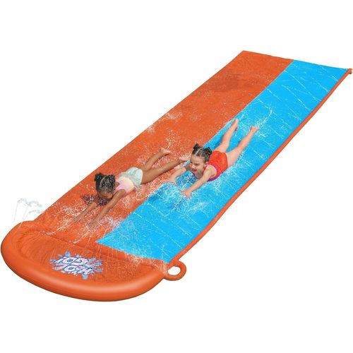 Chenquansarl-Double Piste De Glisse - Jeu D'eau - 52328 - Orange - Plastique - 4,88 M X 1,38 M - Jouet Enfant - Jeu De Plein Air - Ventriglisse - Tapis Glissant - À Partir De 5 Ans