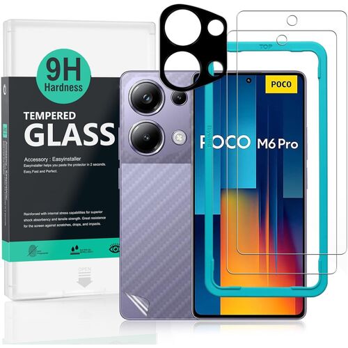 KALANKA-pour Xiaomi Poco M6 Pro 4G Verre Trempé 6.67"",2 Pièces 9H Dureté Protection écran,avec 1 Pièce Protection Caméra,1 Pièce Film Arrière,Sans Bulles,Facile à Installer