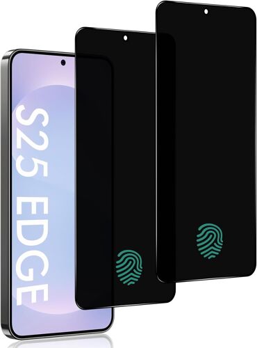 Verre Trempé Pour Samsung Galaxy S25 Edge, [Compatible Empreinte Digitale Id][2 Pièces] Anti Espion Film De Protection Écran, [Anti-Peeping] Ultra Résistant Anti Rayures Indice Dur[LOT6191448]