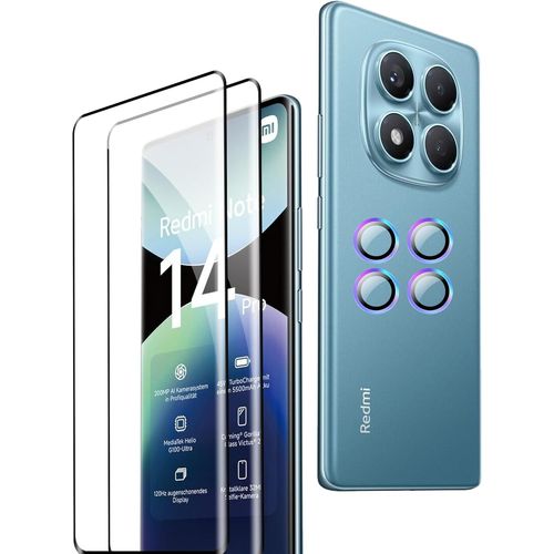 CAUC-pour Xiaomi Redmi Note 14 Pro 4G Verre Trempé,2 Pièces Protection Écran+4 Pièces Caméra Arrière Protecteur,[sans Bulles] [Anti-Rayures] [Ultra Résistant] [9H Dureté]