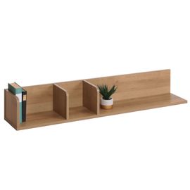 Etagère Murale Hwc-M48, Étagère Suspendue Etagère En Bois Flottante, 3 Compartiments En Bois Massif De Manguier 20x120x21cm   Naturel