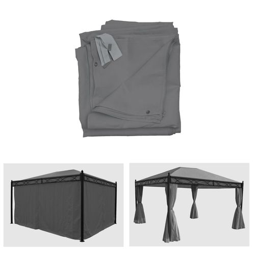 Lot De 4 Parois Latérales Pour Pergola Cadiz, Paroi Latérale De Rechange Pavillon 4x3m, Polyester   Gris
