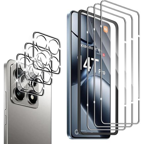 Pack Verre Trempé Écran + Protections Objectif Pour Xiaomi 14t Pro (3+3 Pièces) 9h Hd Anti-Rayures Kit D'installation Inclus