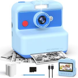 SUBZONAL-Appareil Photo Instantané Enfants, 3,0 Pouces Appareil Photo Numérique Enfant, 48MP/2,5K UHD Appareil Photo Enfant avec Carte 32GB, Jouet Cadeau Exquis pour Garçons Filles 3-12 Ans (Bleu)