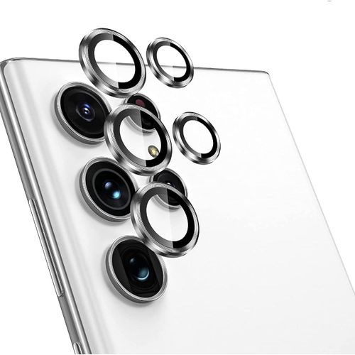 Protection Lentille Caméra Arrière Samsung Galaxy S22 Ultra - Verre Trempé Hd + Cadre Aluminium Antichoc Anti-Rayures - Argent