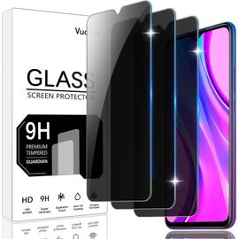 KAL-Lot De 3 Protection Écran Anti-Espion Pour Xiaomi Redmi 9 / Redmi 9A / Redmi 9C Verre Trempé 9H Dureté Vitre Film Résistant Aux Rayures Anti-Shatter Anti-Fingerprin Bubble Proof