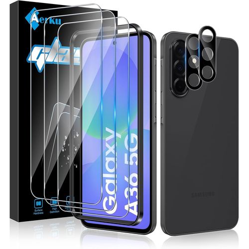 Verre Trempé Pour Samsung Galaxy A36 5g Avec Protecteur De Caméra Arrière [3+2 Pièces], Dureté 9h, Sans Bulles, Ultra Hd, Ultra Résistant, Film Vitre Trempé De Protection D'écran Transparente