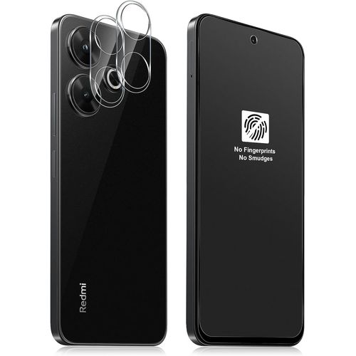 Couverture Complète Verre Trempé Mat Pour Xiaomi Redmi 13 4g / Xiaomi Poco M6 4g Et Caméra Arrière Protecteur [2+2 Pièces], Anti-Reflet, Anti-Traces De Doigts, 9h Dureté Matt Protection Écran