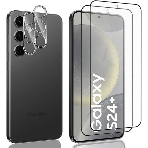Couverture Complète Verre Trempé Mat Pour Samsung Galaxy S24 Plus Et Caméra Arrière Protecteur [2+2 Pièces],Anti-Reflet,Anti-Traces De Doigts,9h Dureté Matt Protection Écran